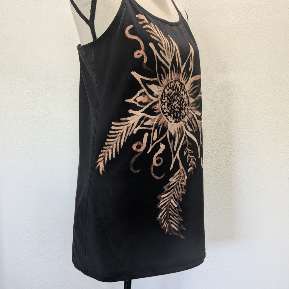 Maurices Black Cotton Blend Top With Bleach Art Sunflower Sz XL - Picture 4 of 14